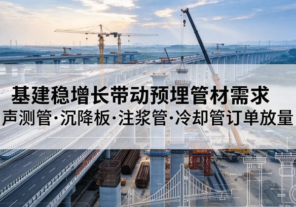 泸县基建稳增长带动预埋监测管材需求，声测管、沉降板、注浆管订单持续放量